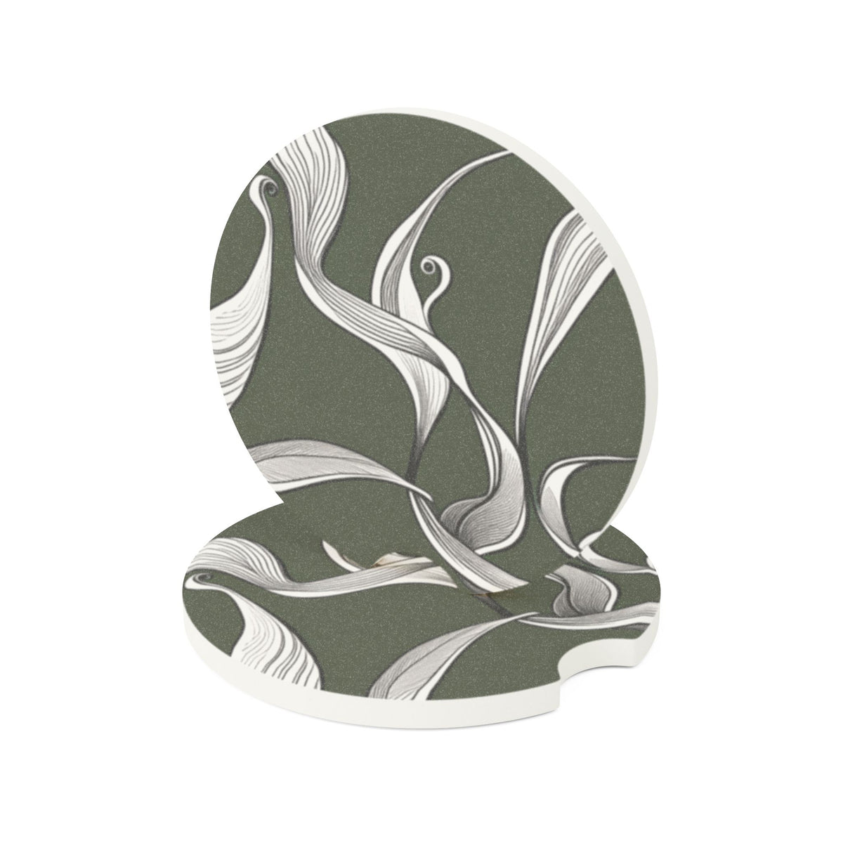Soapstone Car Coaster, Lily Line-drawing Absorbent Drink Holder for Car, Vehicle Interior Decor