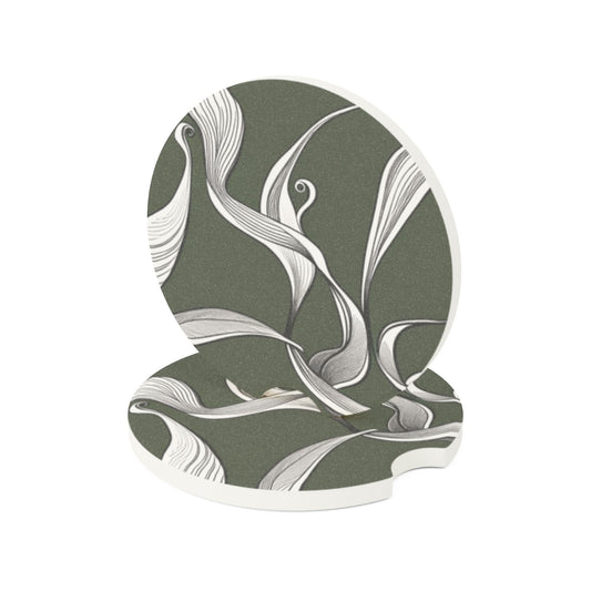 Soapstone Car Coaster, Lily Line-drawing Absorbent Drink Holder for Car, Vehicle Interior Decor