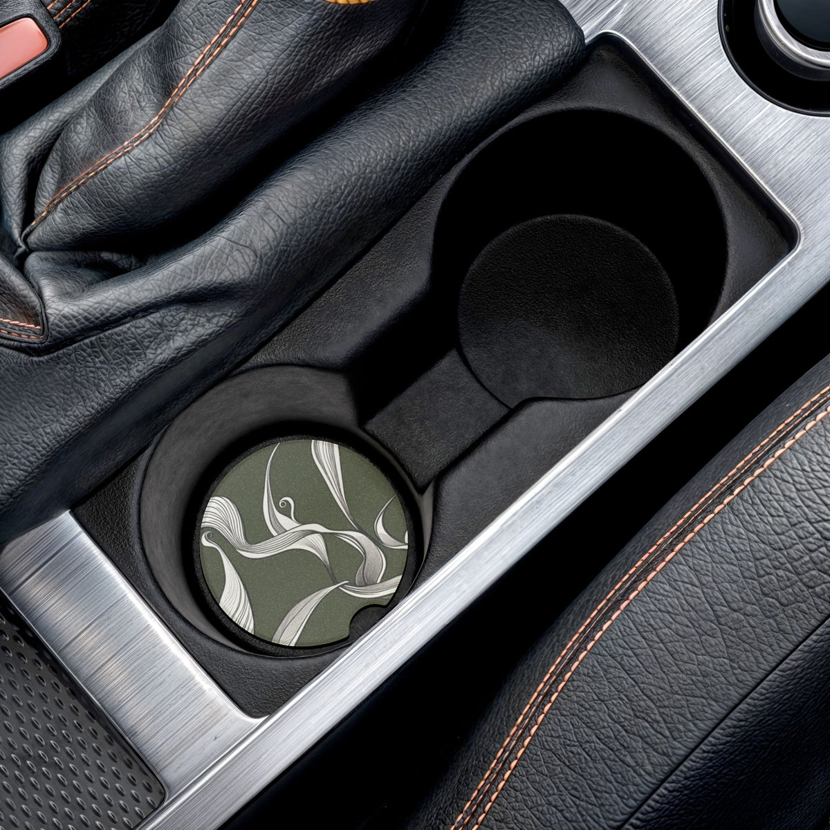 Soapstone Car Coaster, Lily Line-drawing Absorbent Drink Holder for Car, Vehicle Interior Decor