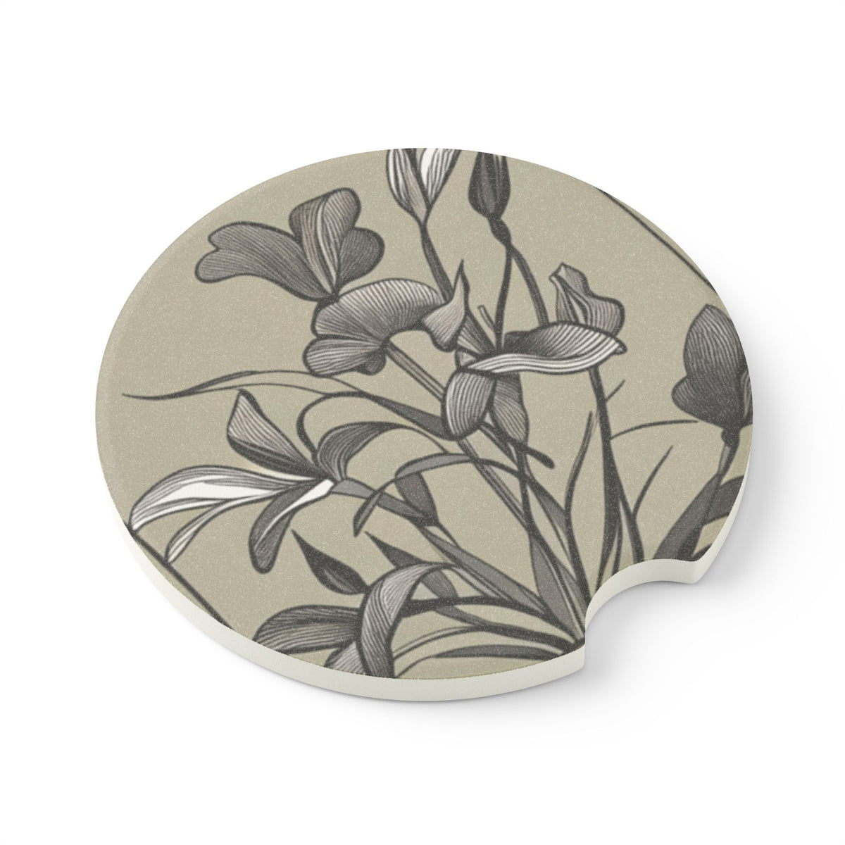 Vase Lily Soapstone Car Coaster Lily Line-drawing Absorbent Drink Holder for Car Vehicle Interior Decor