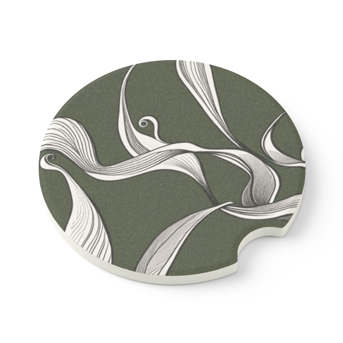 Soapstone Car Coaster, Lily Line-drawing Absorbent Drink Holder for Car, Vehicle Interior Decor