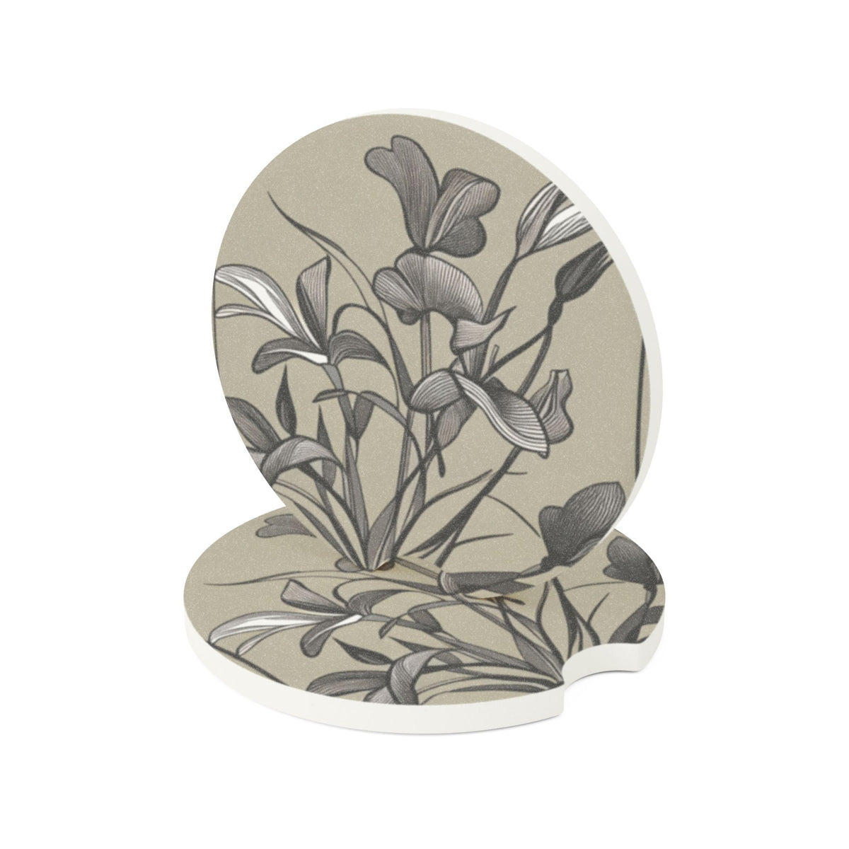 Vase Lily Soapstone Car Coaster Lily Line-drawing Absorbent Drink Holder for Car Vehicle Interior Decor