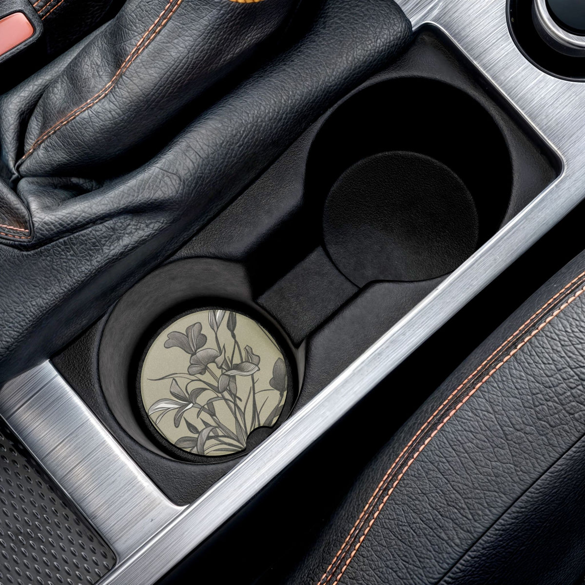 Vase Lily Soapstone Car Coaster Lily Line-drawing Absorbent Drink Holder for Car Vehicle Interior Decor