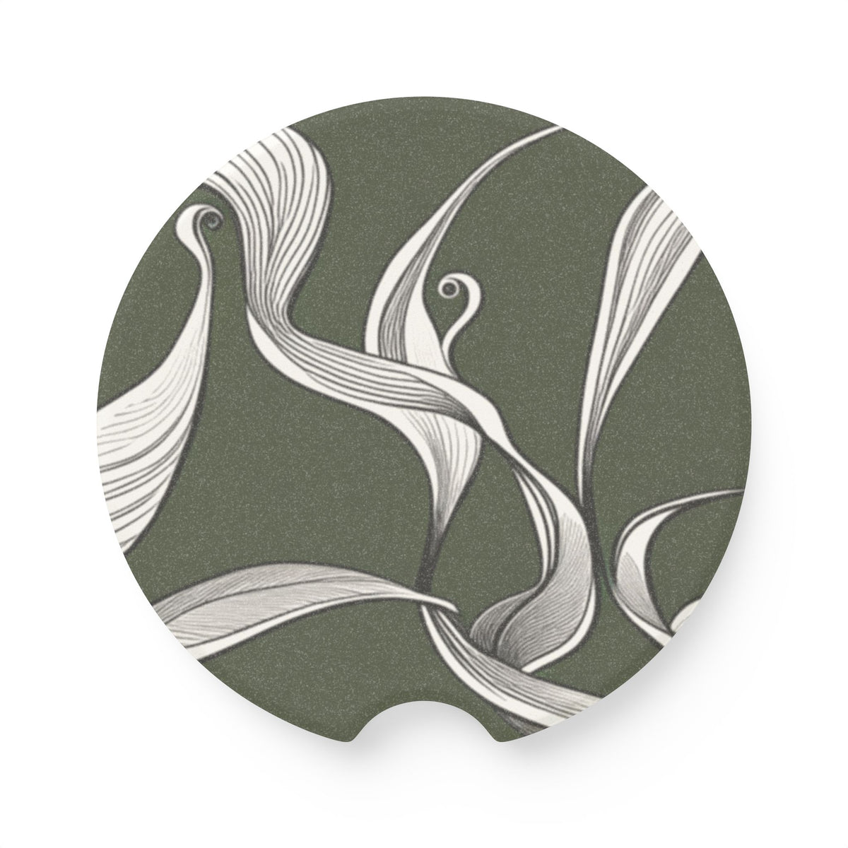 Soapstone Car Coaster, Lily Line-drawing Absorbent Drink Holder for Car, Vehicle Interior Decor